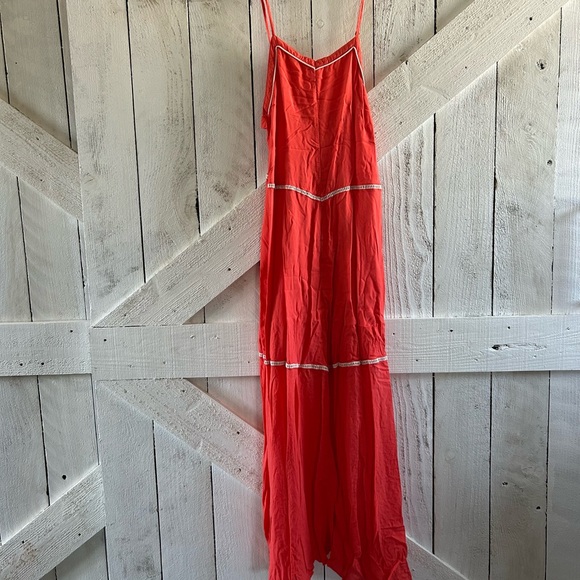 O'Neill Vibrant Coral Orange Red Maxi Dress - Picture 1 of 6
